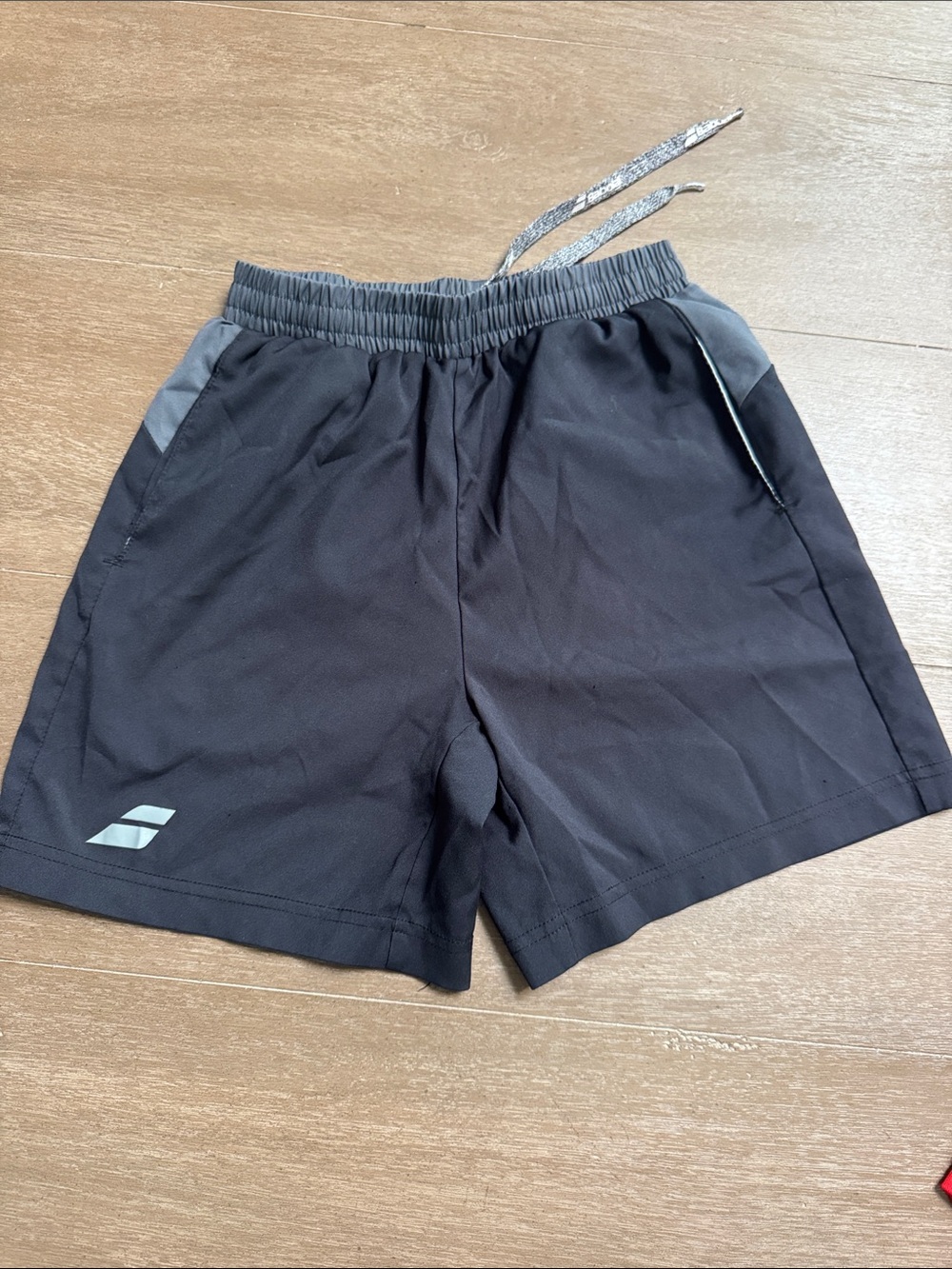 Kids Black Athletic Shorts with Gray Accents